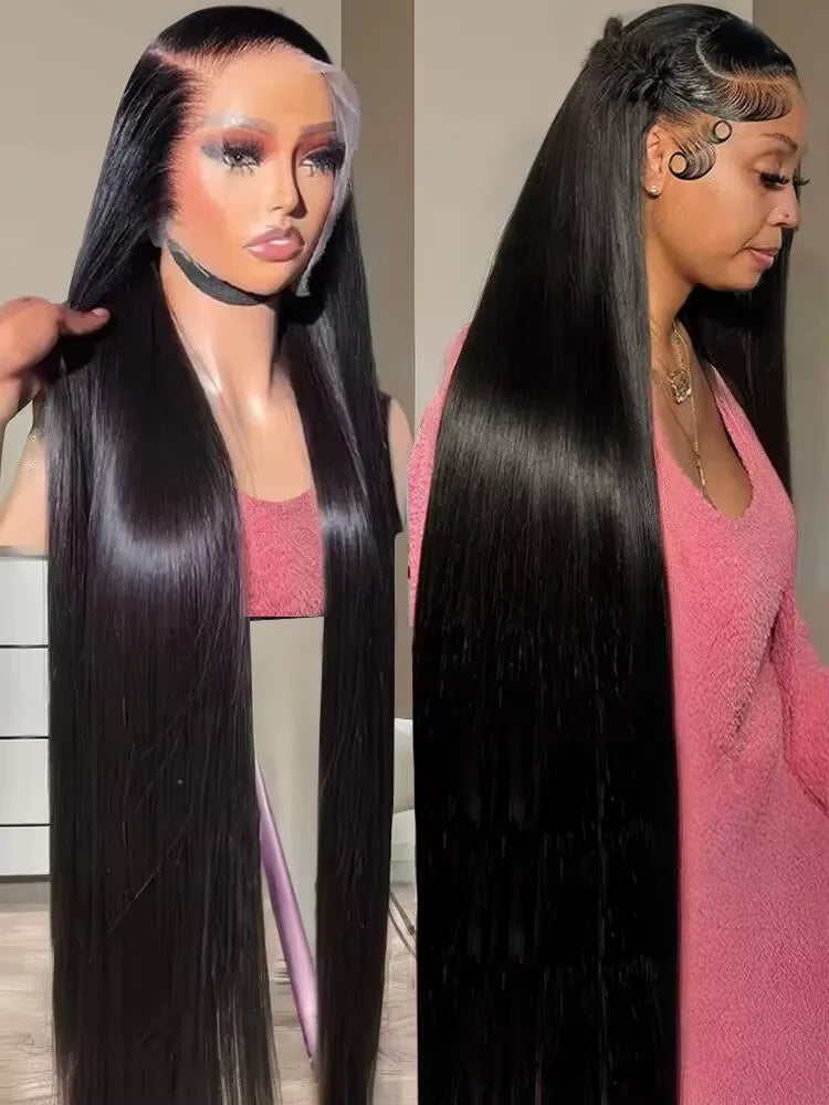 32 Inch 13x6 Hd Bone Straight Raw Human Hair Wigs 300 Density Brazilian Black 13x4 Lace Frontal Wig Human Hairs For Women