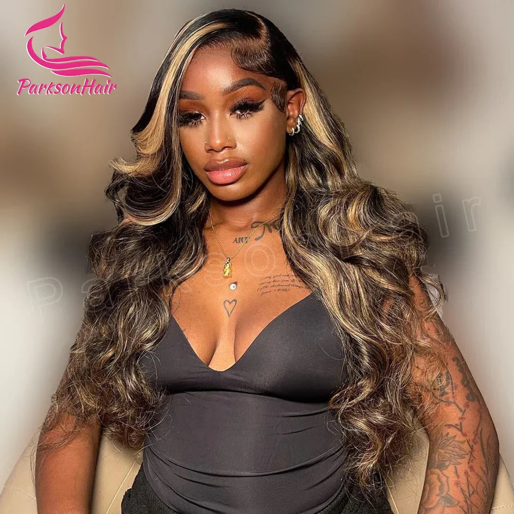Ready To Wear 13*4 13*6 HD Body Wave Highlight  Black With Blonde Lace Frontal Wigs Human Hair Wig For Black Women Brazilian
