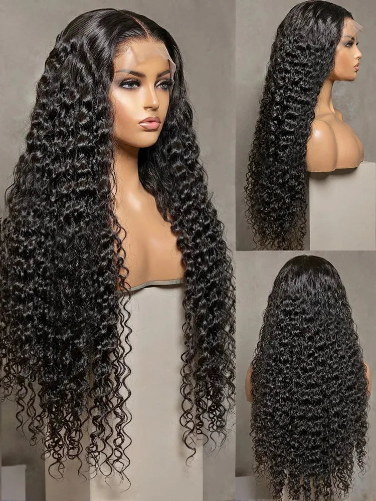 Curly 13x6 HD Lace Front Human Hair Wigs Pre Plucked 38 Inch Real Human Hair 13x4 Deep Wave Lace Frontal Wig Glueless Brazilian