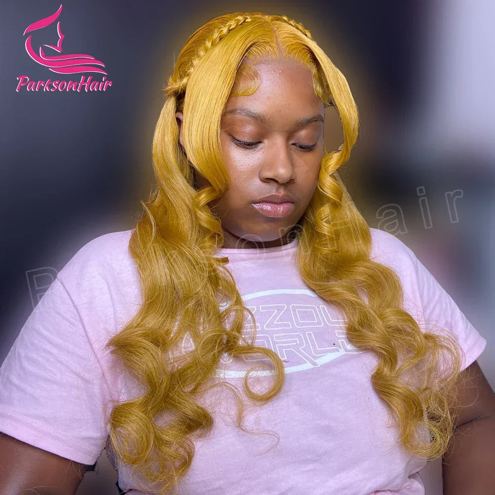 Yellow Wear And Go Glueless Human Hair Wigs Preplucked Brazilian 13x6 HD Lace Frontal Human Hair Wigs 613 Colored Ready To Wear