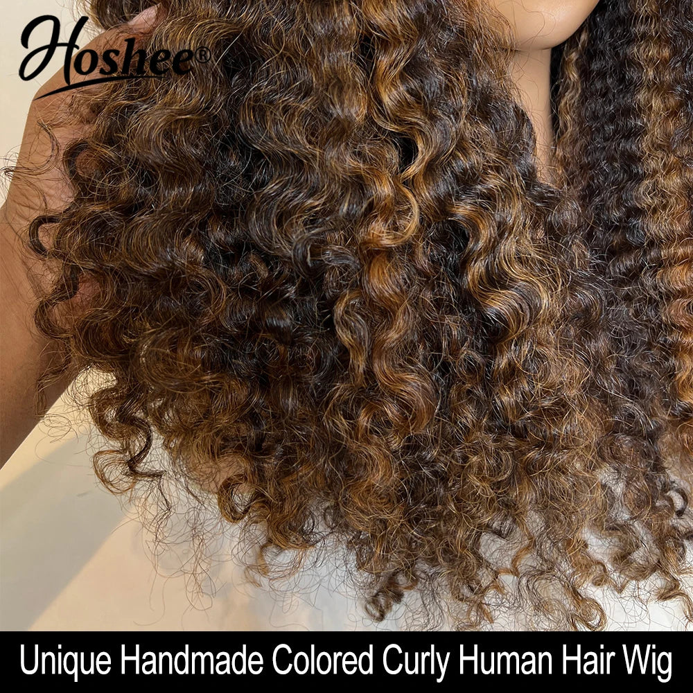 Latina Curly Dark Brown Colored 13X4 Human Hair Wigs For Black Women Glueless Bouncy Curly 4x4 Pre-Cut Lace Wig Human Hair Remy