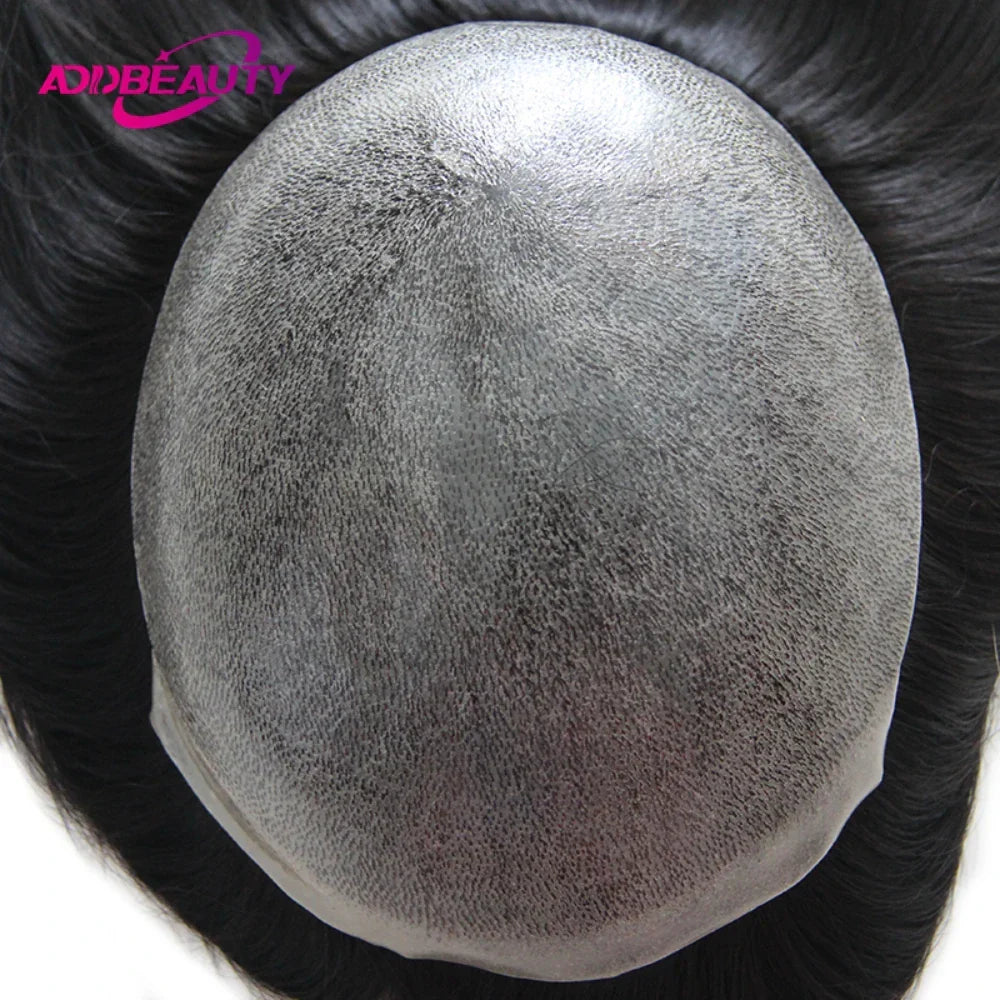 Straight Human Hair Wigs for Women Full PU Toupee 100% Real Human Hair Blonde Human Hair Replacement System Unit Natural Brown