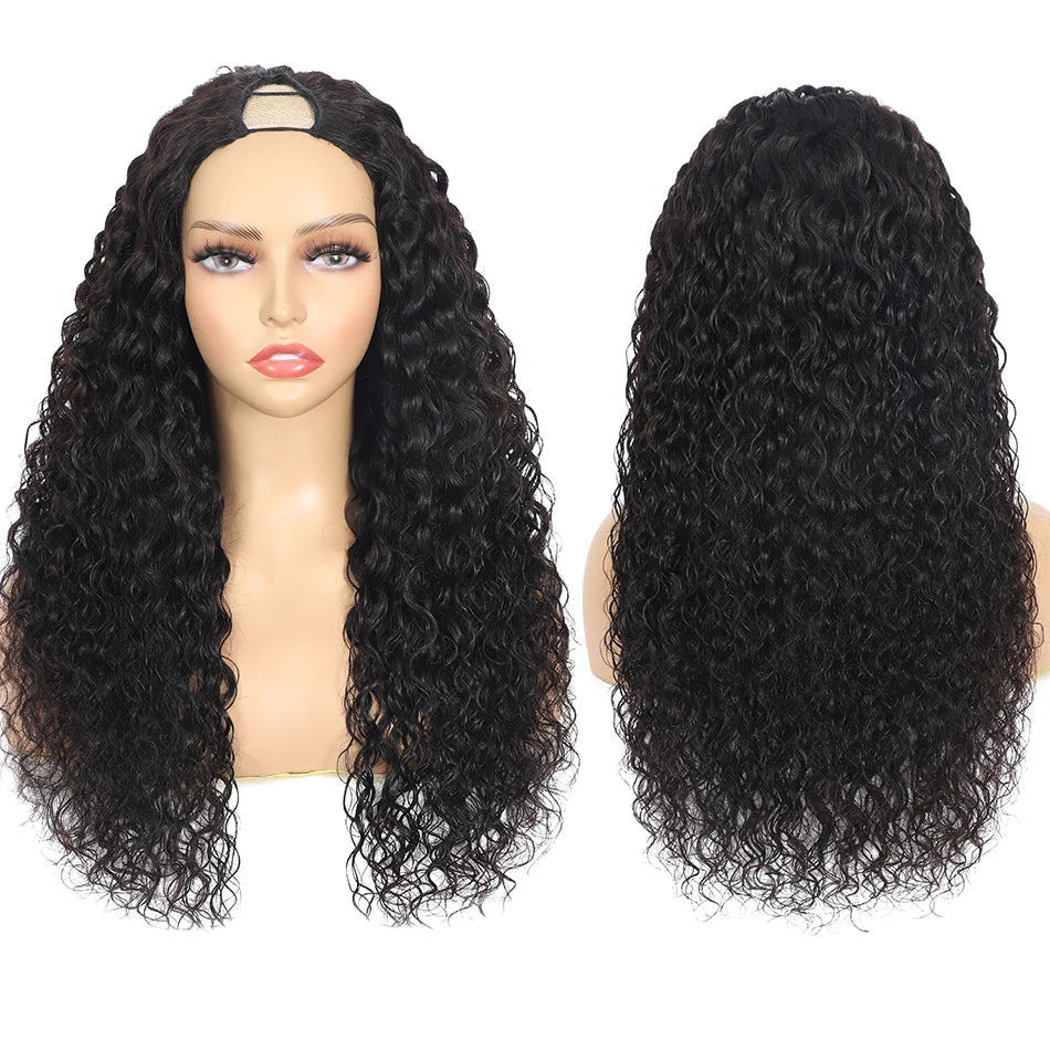 100% Human Hair Burmese Water Curly V Part Wigs 200% Density Deep Wavy Wave Upgrade U Part Glueless Virgin Human Hair Half Wigs
