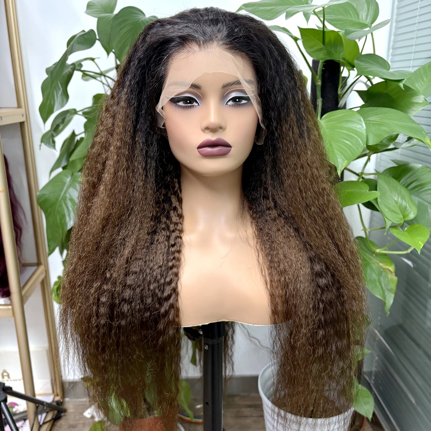 26 28in T1B/4 350% Density 13x4 Lace Front Yaki Straight Human Hair Wigs Kinky Straight Brazilian Remy Hair Wig For Black Women