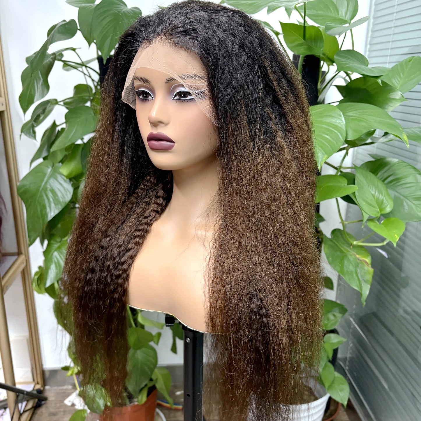 26 28in T1B/4 350% Density 13x4 Lace Front Yaki Straight Human Hair Wigs Kinky Straight Brazilian Remy Hair Wig For Black Women