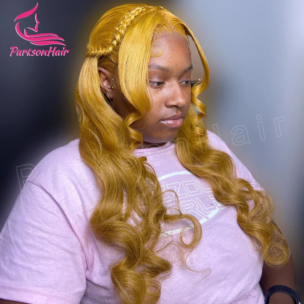 Yellow Wear And Go Glueless Human Hair Wigs Preplucked Brazilian 13x6 HD Lace Frontal Human Hair Wigs 613 Colored Ready To Wear