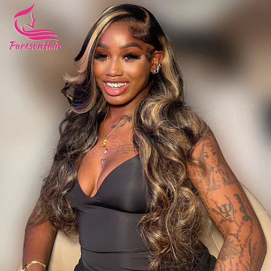 Ready To Wear 13*4 13*6 HD Body Wave Highlight  Black With Blonde Lace Frontal Wigs Human Hair Wig For Black Women Brazilian