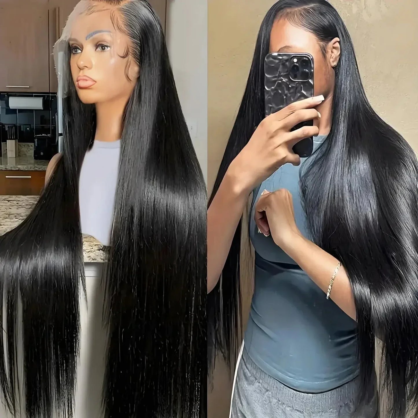 13x4 Brazilian Human Hair Wear and Go 200 Density Straight 13x6 Hd Lace Frontal Wigs Natural Black Pre Plucked with Baby Hair