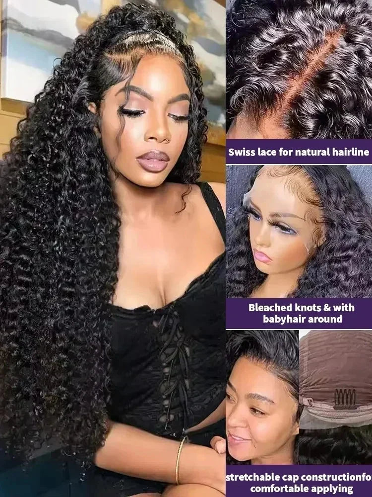 Curly 13x6 HD Lace Front Human Hair Wigs Pre Plucked 38 Inch Real Human Hair 13x4 Deep Wave Lace Frontal Wig Glueless Brazilian