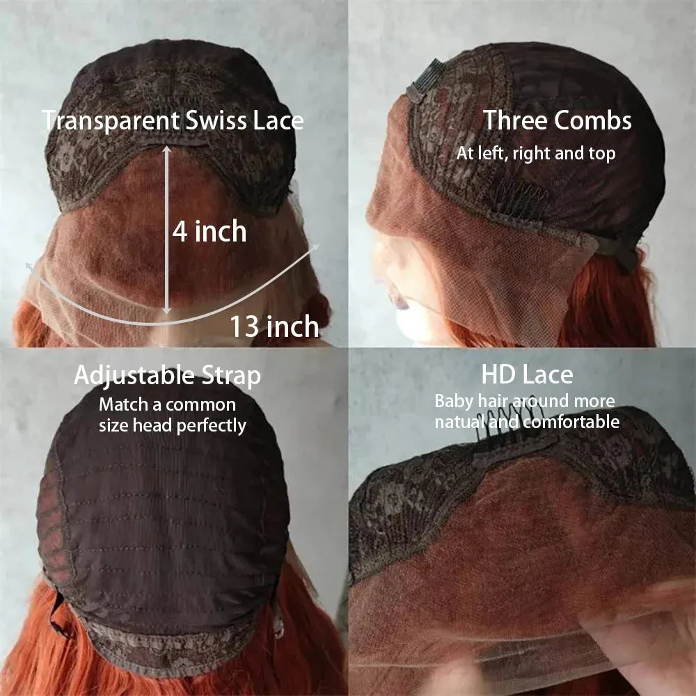 Black Body Wave Lace Front Wig With Bangs 13x4 HD Lace Wig Glueless Synthetic And Blend High Quality Pre Plucked For Women