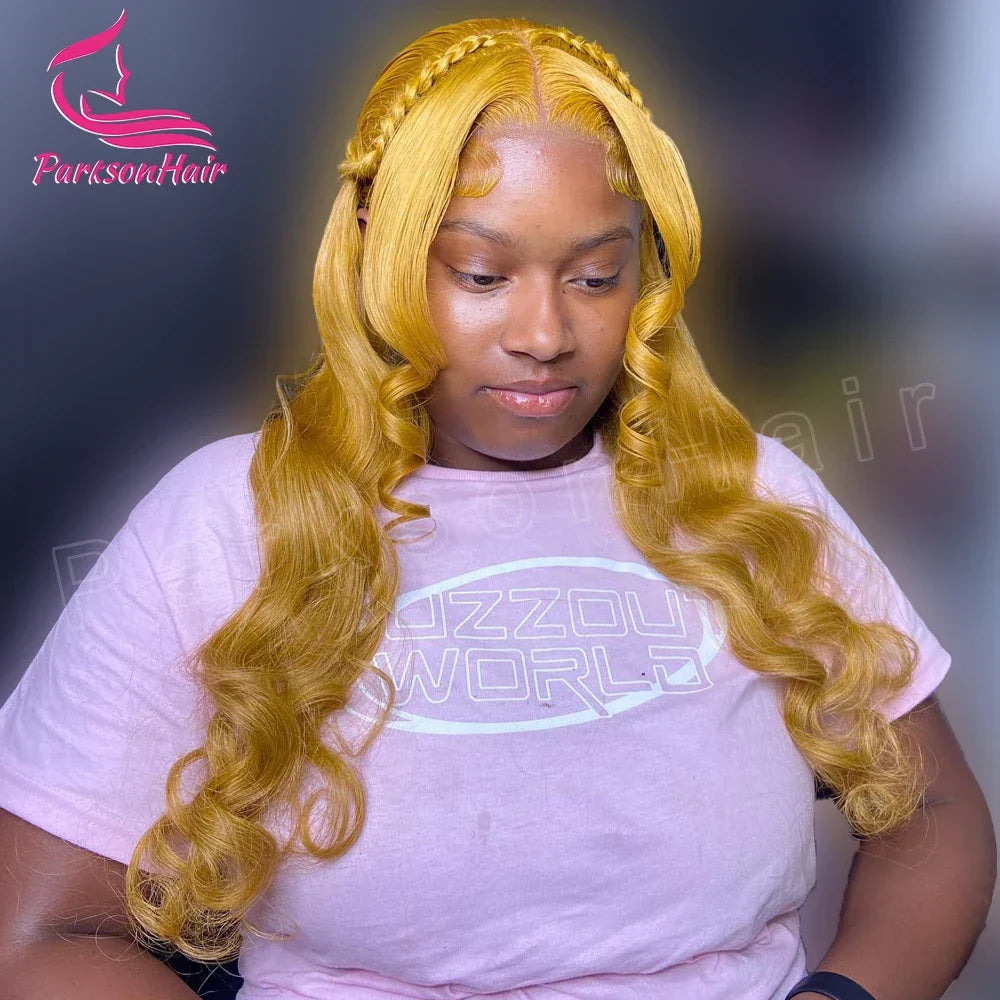 Yellow Wear And Go Glueless Human Hair Wigs Preplucked Brazilian 13x6 HD Lace Frontal Human Hair Wigs 613 Colored Ready To Wear