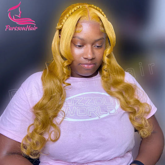 Yellow Wear And Go Glueless Human Hair Wigs Preplucked Brazilian 13x6 HD Lace Frontal Human Hair Wigs 613 Colored Ready To Wear