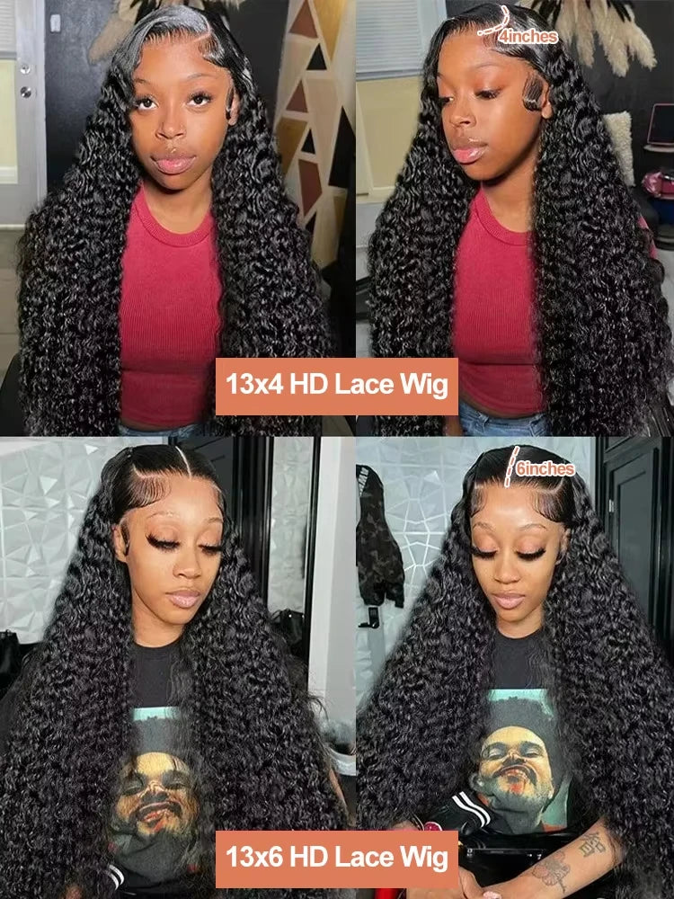 Curly 13x6 HD Lace Front Human Hair Wigs Pre Plucked 38 Inch Real Human Hair 13x4 Deep Wave Lace Frontal Wig Glueless Brazilian