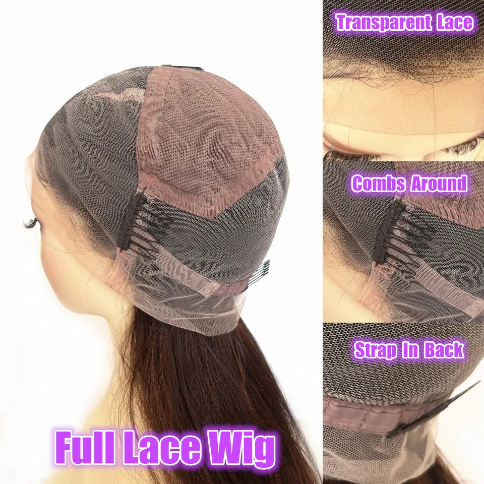 Brown #4/6 Highlight Natural Wavy Glueless 5x5 Silk Top Closure Wigs Human Hair Pre Plucked Remy Brazilian 360/Full Lace Wigs
