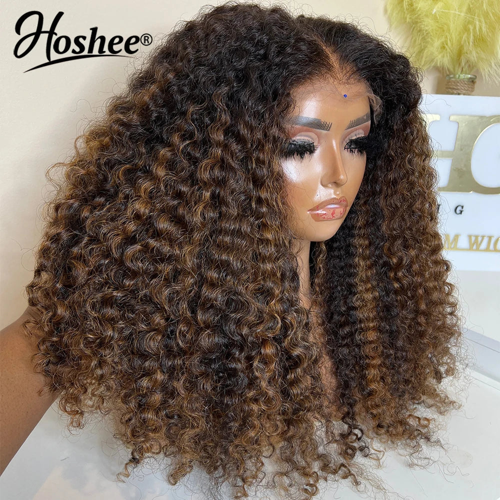 Latina Curly Dark Brown Colored 13X4 Human Hair Wigs For Black Women Glueless Bouncy Curly 4x4 Pre-Cut Lace Wig Human Hair Remy